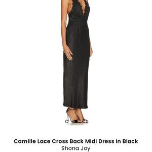 Camille Lace Cross Back Midi Dress in Black - Shona Joy